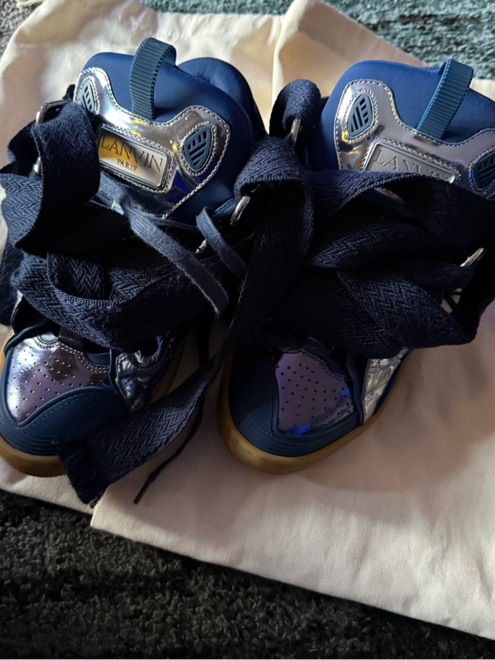 Lanvin Women’s Navy Curbside Sneakers - Picture 9 of 14
